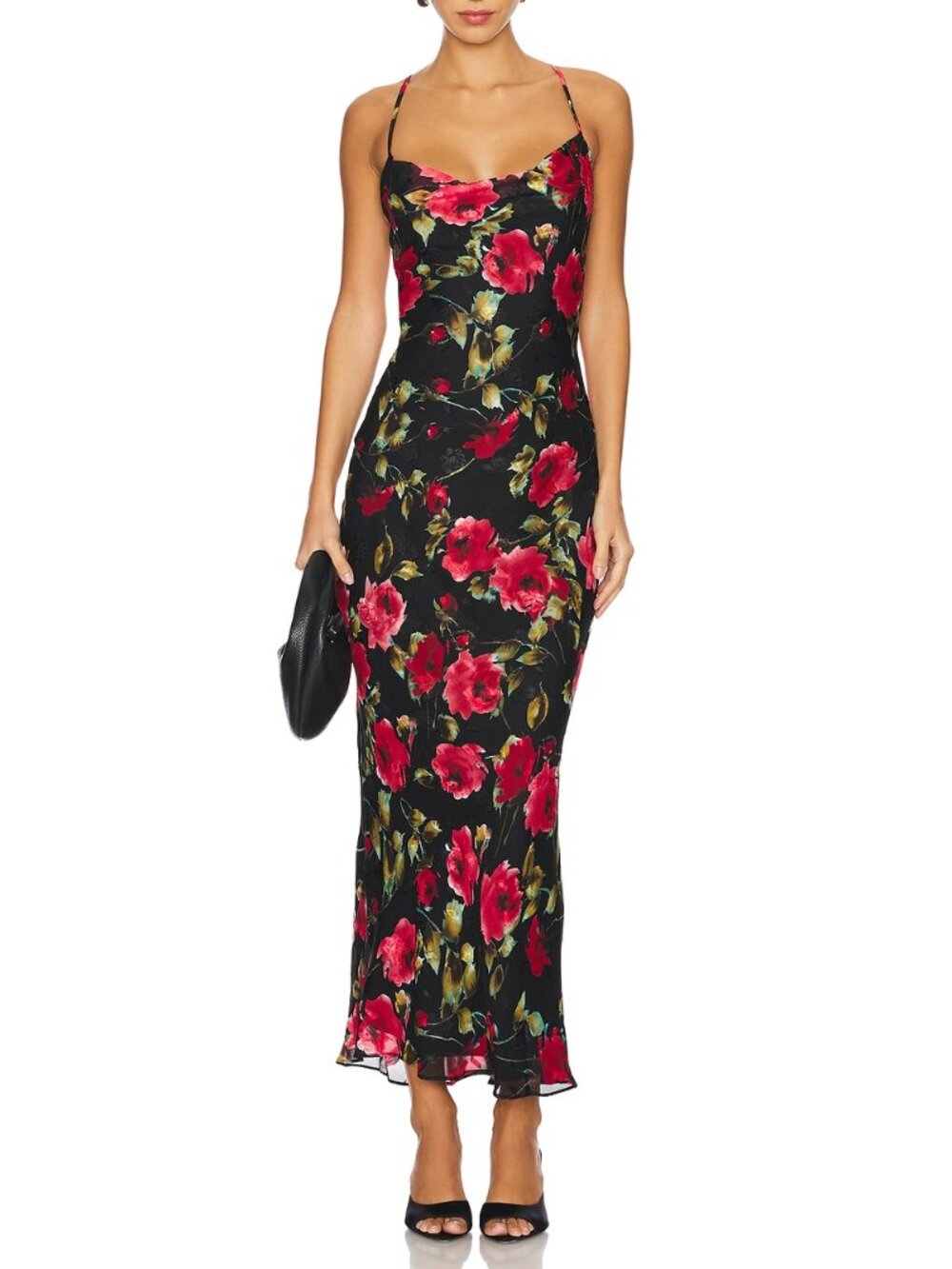 More to Come Black Floral XS Midi Dress Revolve Backless Floral Wedding Guest